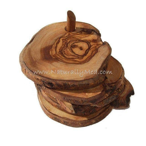 Olive Wood Rustic Coaster Set