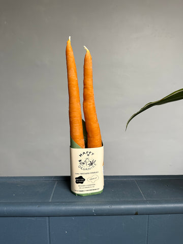 BEESWAX CARROT TAPER CANDLE PAIR - 2