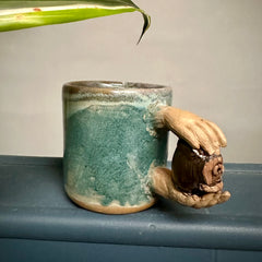 Sculptural Mug - Hands & Tiny Door