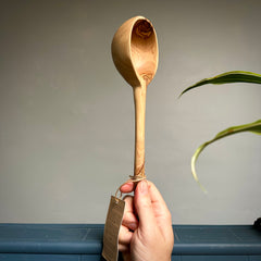 Olive Wood Modern Ladle 12"