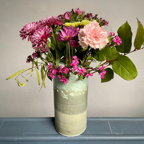 TBD Clay Vase - Art Deco Green/Blue