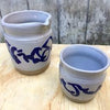 Grey and Blue Brushed Pitcher and Cup Set